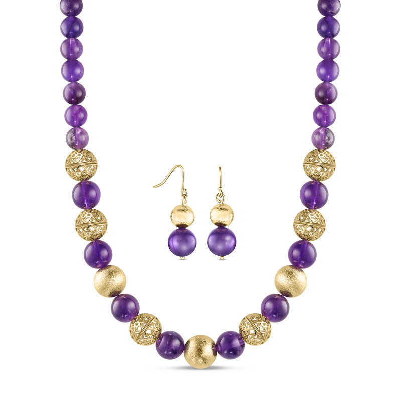 Italian-made Amethyst Necklace & Earrings
